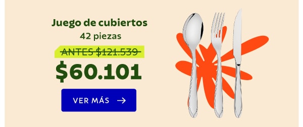 Juego de cubiertos 42 piezas ANTES $121.539 $60.101 VER MÁS